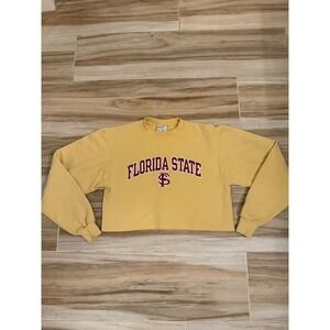 Champion Florida State University Cropped Sweatshirt Yellow FSU Seminoles Small